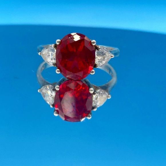 Lab Grown Ruby Sterling Silver Ring - Picture 14 of 15
